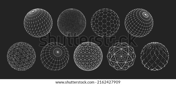3D sphere mesh grid, globe or ball in circle net\
wire, vector digital earth. 3D sphere in wireframe or geometric\
network in dots and lines or mesh grid frames, science and\
technology object