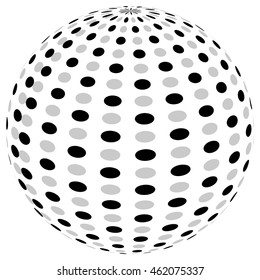 3d sphere orb with textured grayscale surface on white. Abstract 3d object