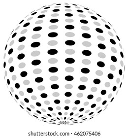 3d sphere orb with textured grayscale surface on white. Abstract 3d object