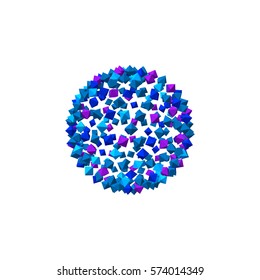 3d Sphere from particles. Isolated on white background.