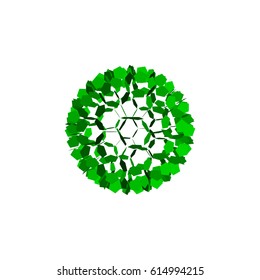 3d Sphere from particles.Abstract leafs.Isolated on white background.Vector illustration.