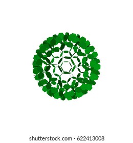 3d Sphere from particles.Abstract leafs.Isolated on white background.Vector illustration.