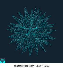 3d Sphere With Prickles. Abstract Geometric Object. Vector Illustration.