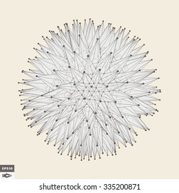 3d Sphere With Prickles. Abstract Geometric Object. Vector Illustration.
