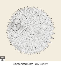 3d Sphere With Prickles. Abstract Geometric Object. Vector Illustration. 