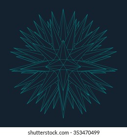 3d Sphere With Prickles. Abstract Geometric Object. Vector Illustration.