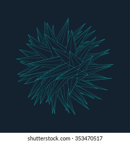 3d Sphere With Prickles. Abstract Geometric Object. Vector Illustration.