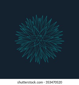 3d Sphere With Prickles. Abstract Geometric Object. Vector Illustration.