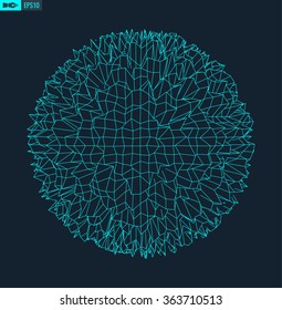 3d Sphere With Prickles. Abstract Geometric Object. Vector Illustration.