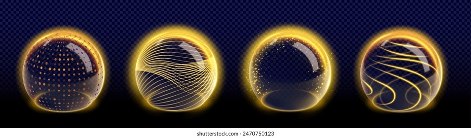 3d sphere shield with abstract barrier effect vector. Energy dome with glass circle space to protect skin from sun uv. Spf care graphic. Magic cyber futuristic element on transparent background