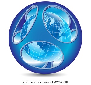 3D Sphere Surface with a globe.Vector