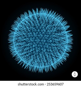3d sphere. Technology concept. Vector illustration. Can be used for banner, flyer, book cover, poster. 