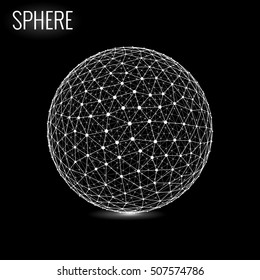 3d sphere vector illustration consists of dots and mesh. Technological abstract background design element.