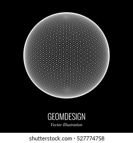 3d sphere vector illustration consists of dots and mesh. Technological abstract background design element.
