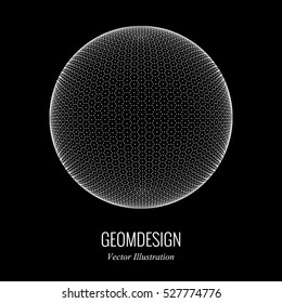 3d sphere vector illustration consists of dots. Technological abstract background design element.