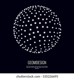 3d sphere vector illustration consists of dots. Technological abstract background design element.