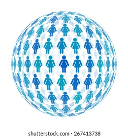3d sphere with woman icon pattern vector background, isolated