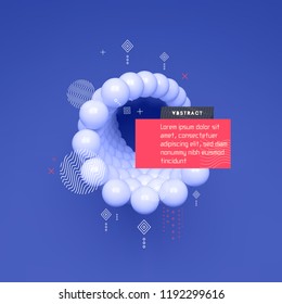 3d spheres composition. Art element in futuristic technology style. Vector illustration for web design, technology, marketing, website, business presentation. 