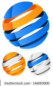 3d Spheres, globes with lines - Abstract 3d design element, emblem, icon