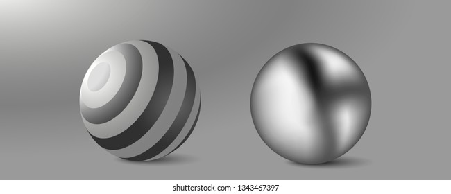 3d spheres set. Vector illustration. Decoration elements for design. Silver spheres