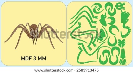 3D spider puzzle, for laser cutting in 3 mm MDF material