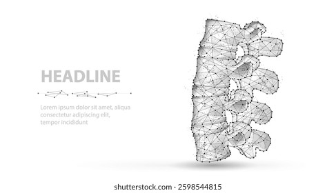 3d spine vector on on white. Chiropractic care, spinal cord, orthopedic surgery, bone health, human spine, disc prolapse, posture relief, vertebra column, scoliosis problem, osteopathy concept.