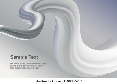 3d spiral fluid dynamic background in grey color. Long  such as futuristic technology website Abstract background