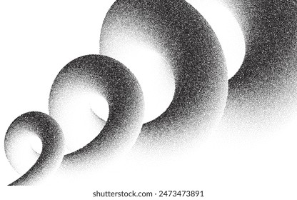 3d spiral stipple dots minimalist illustration background, noise swoosh and grainy silhouette texture