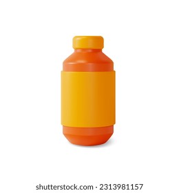 3d Sport Nutrition Concept Blank Plastic Bottle Cartoon Style Isolated on a White Background. Vector illustration