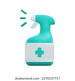 3d vector de icono de pulverización. Aislado sobre fondo blanco. 3 d concepto de farmacia, medicina y salud. Dibujo de estilo mínimo. Ilustración vectorial del icono del frasco de pulverización 3d.