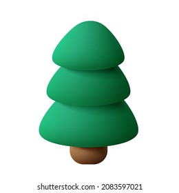 3D-Fichte. Dreidimensionaler Weihnachtsplastikbaum. Vektorgrafik.