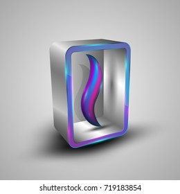 3D square box with colorful lines