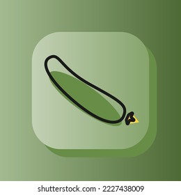 3d square button green cucumber on outline icon. Flat symbol sign vector illustration isolated on a green background. Healthy nutrition concept