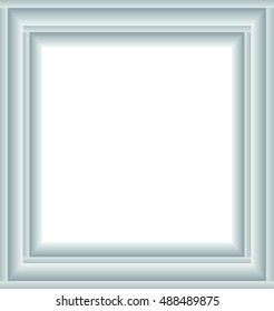 3D square grey picture frame design. Vector illustration.