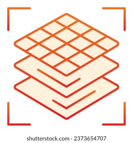 3D square layers flat icon. 3d 3d layering design orange icons in trendy flat style. 3d modeling layers gradient style design, designed for web and app. Eps 10