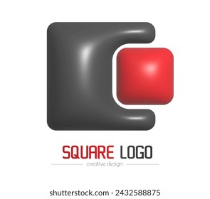 3d square logo. A template for a brand, ID, sticker, sticker, or pictogram. Social network icon, corporate design idea