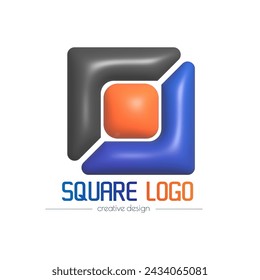 3d square logo. A template for a brand, ID, sticker, sticker, or pictogram. Social network icon, corporate design idea