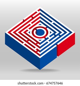 3D square maze puzzle vector background