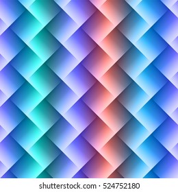 3d square mosaic seamless pattern. Vintage colorful texture with rainbow colors. Vector illustration.