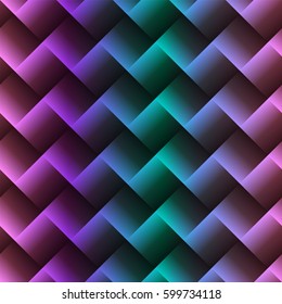 3d square mosaic seamless pattern. Abstract colorful texture with rainbow colors. Vector illustration