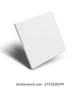 Cuaderno Cuadrado 3D O Maqueta De Revista Con Plantilla De Cubierta En Blanco. Vector EPS10