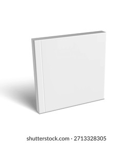 Cuaderno Cuadrado 3D O Maqueta De Revista Con Plantilla De Cubierta En Blanco. Vector EPS10