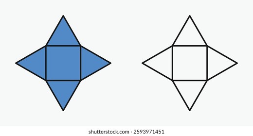 3D square pyramid shape nets exercise in mathematics.