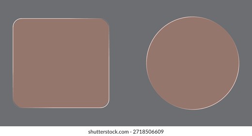 Botones cuadrados y redondos 3D en el estilo de vidrio líquido. Elemento de interfaz de usuario de Web moderno para el diseño ui ux. Marcos y Botones transparentes. Ilustración vectorial.