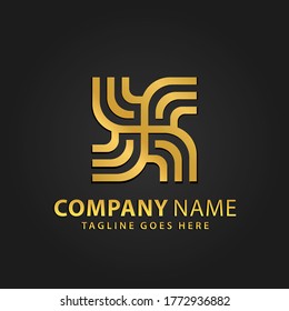 3D Square Round Golden Abstract Logos Design Vector Illustration