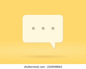 3D square speech bubble icon. isolated on yellow background