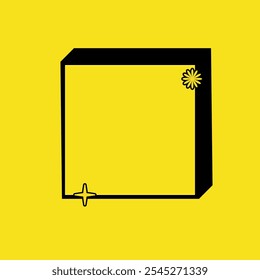 3D Square Textbox or Tag Icon with Yellow Vintage Color. Label Icon. High Quality Vector Icon. Editable Vector
