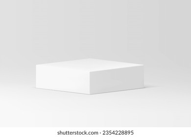 3D-Quadrat Podiumboden, weißer, moderner Stand für Produktpräsentation realistische Vektorgrafik. Minimalistische leere Darstellung, geometrischer neutraler Studiohintergrund für kommerzielle Werbung