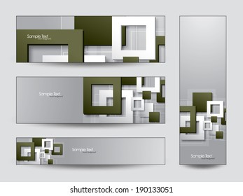 3D Squares. Vector Banners.