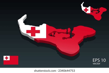 3D Sri tonga map and flag . 3D shape design . Independence day concept . Perspective view . Vector